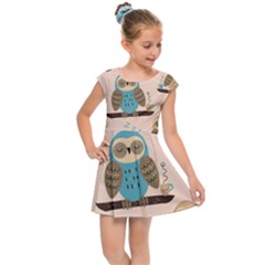 Seamless-pattern-owls-dream-cute-style-pajama-fabric Kids  Cap Sleeve Dress by Salman4z