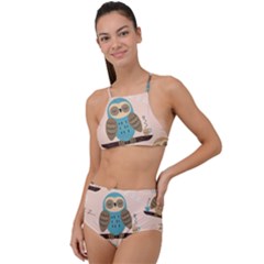 Seamless-pattern-owls-dream-cute-style-pajama-fabric High Waist Tankini Set by Salman4z