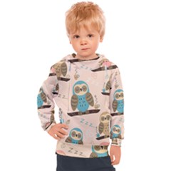 Seamless-pattern-owls-dream-cute-style-pajama-fabric Kids  Hooded Pullover by Salman4z