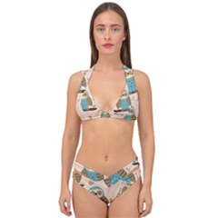 Seamless-pattern-owls-dream-cute-style-pajama-fabric Double Strap Halter Bikini Set by Salman4z