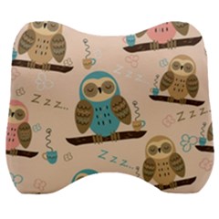 Seamless-pattern-owls-dream-cute-style-pajama-fabric Velour Head Support Cushion by Salman4z