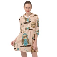 Seamless-pattern-owls-dream-cute-style-pajama-fabric Mini Skater Shirt Dress