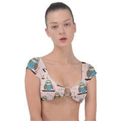 Seamless-pattern-owls-dream-cute-style-pajama-fabric Cap Sleeve Ring Bikini Top by Salman4z