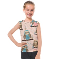 Seamless-pattern-owls-dream-cute-style-pajama-fabric Kids  Mesh Tank Top by Salman4z