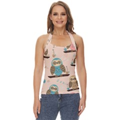 Seamless-pattern-owls-dream-cute-style-pajama-fabric Basic Halter Top by Salman4z