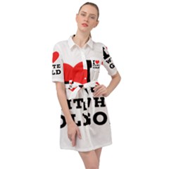 I Love White Gold  Belted Shirt Dress by ilovewhateva