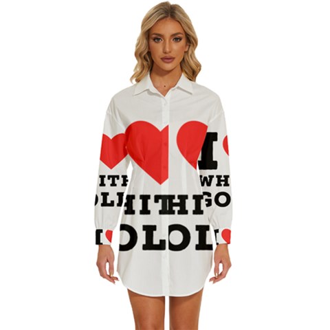 I Love White Gold  Womens Long Sleeve Shirt Dress by ilovewhateva