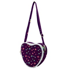 Colorful-stars-hearts-seamless-vector-pattern Heart Shoulder Bag by Salman4z