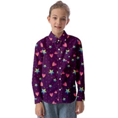 Colorful-stars-hearts-seamless-vector-pattern Kids  Long Sleeve Shirt by Salman4z