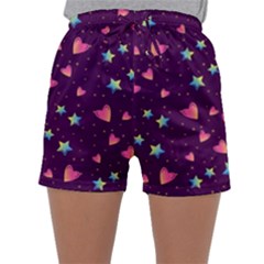 Colorful-stars-hearts-seamless-vector-pattern Sleepwear Shorts by Salman4z