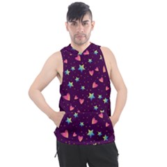 Colorful-stars-hearts-seamless-vector-pattern Men s Sleeveless Hoodie by Salman4z