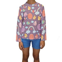 Cute-seamless-pattern-with-doodle-birds-balloons Kids  Long Sleeve Swimwear by Salman4z