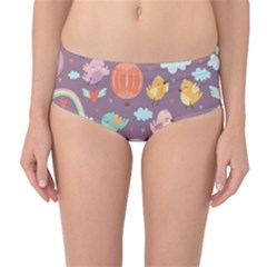 Cute-seamless-pattern-with-doodle-birds-balloons Mid-waist Bikini Bottoms by Salman4z