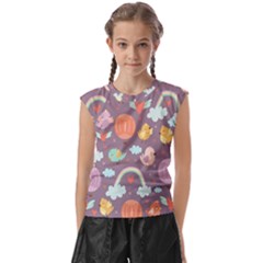 Cute-seamless-pattern-with-doodle-birds-balloons Kids  Raglan Cap Sleeve Tee by Salman4z