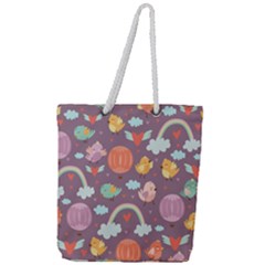 Cute-seamless-pattern-with-doodle-birds-balloons Full Print Rope Handle Tote (large) by Salman4z