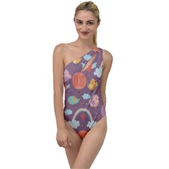 Cute-seamless-pattern-with-doodle-birds-balloons To One Side Swimsuit by Salman4z