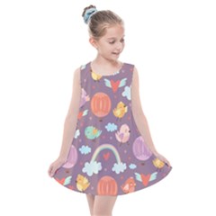 Cute-seamless-pattern-with-doodle-birds-balloons Kids  Summer Dress by Salman4z