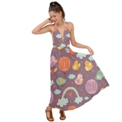 Cute-seamless-pattern-with-doodle-birds-balloons Backless Maxi Beach Dress by Salman4z