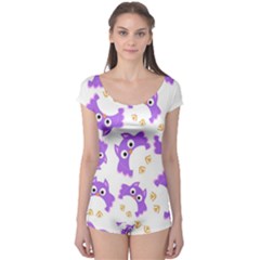 Purple-owl-pattern-background Boyleg Leotard  by Salman4z