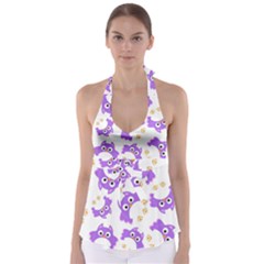 Purple-owl-pattern-background Babydoll Tankini Top by Salman4z