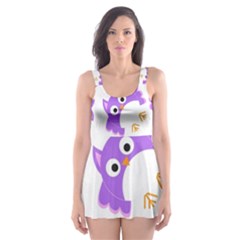 Purple-owl-pattern-background Skater Dress Swimsuit by Salman4z