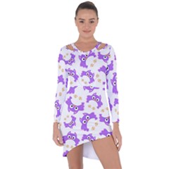 Purple-owl-pattern-background Asymmetric Cut-out Shift Dress by Salman4z