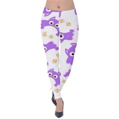 Purple-owl-pattern-background Velvet Leggings by Salman4z