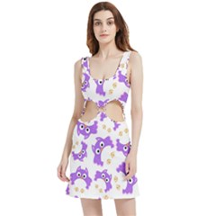 Purple-owl-pattern-background Velour Cutout Dress by Salman4z