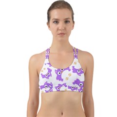 Purple-owl-pattern-background Back Web Sports Bra by Salman4z