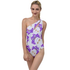 Purple-owl-pattern-background To One Side Swimsuit by Salman4z