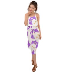 Purple-owl-pattern-background Waist Tie Cover Up Chiffon Dress by Salman4z