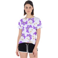 Purple-owl-pattern-background Open Back Sport Tee by Salman4z