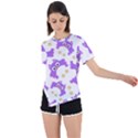 Purple-owl-pattern-background Asymmetrical Short Sleeve Sports Tee View1