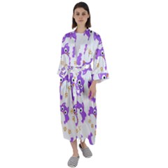 Purple-owl-pattern-background Maxi Satin Kimono by Salman4z