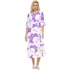 Purple-owl-pattern-background Double Cuff Midi Dress by Salman4z