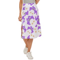 Purple-owl-pattern-background Midi Panel Skirt by Salman4z