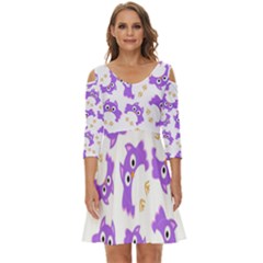 Purple-owl-pattern-background Shoulder Cut Out Zip Up Dress by Salman4z