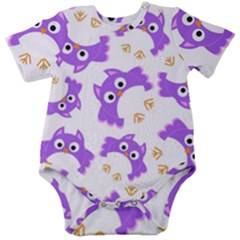 Purple-owl-pattern-background Baby Short Sleeve Bodysuit by Salman4z