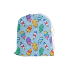 Cute-kawaii-ice-cream-seamless-pattern Drawstring Pouch (large) by Salman4z