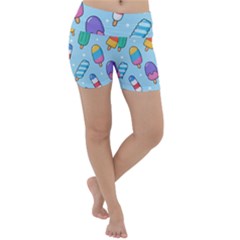 Cute-kawaii-ice-cream-seamless-pattern Lightweight Velour Yoga Shorts by Salman4z