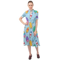 Cute-kawaii-ice-cream-seamless-pattern Keyhole Neckline Chiffon Dress by Salman4z