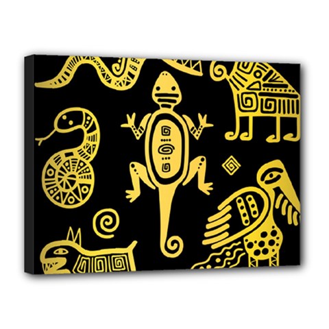 Mexican-culture-golden-tribal-icons Canvas 16  X 12  (stretched) by Salman4z