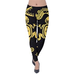 Mexican-culture-golden-tribal-icons Velvet Leggings by Salman4z