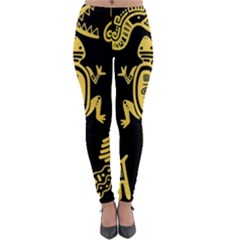 Mexican-culture-golden-tribal-icons Lightweight Velour Leggings by Salman4z