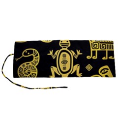 Mexican-culture-golden-tribal-icons Roll Up Canvas Pencil Holder (s) by Salman4z