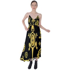 Mexican-culture-golden-tribal-icons Tie Back Maxi Dress by Salman4z