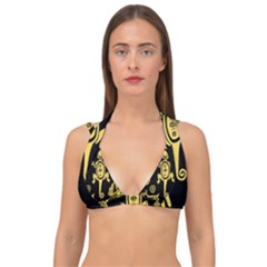 Mexican-culture-golden-tribal-icons Double Strap Halter Bikini Top by Salman4z