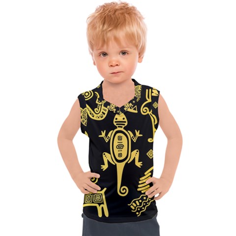 Mexican-culture-golden-tribal-icons Kids  Sport Tank Top by Salman4z