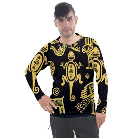 Mexican-culture-golden-tribal-icons Men s Pique Long Sleeve Tee by Salman4z