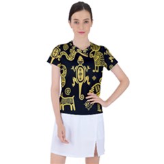 Mexican-culture-golden-tribal-icons Women s Sports Top by Salman4z